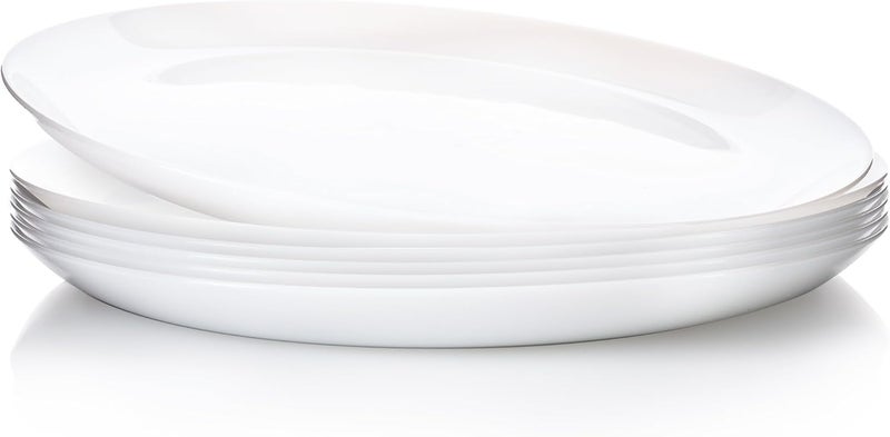 UMEIED 10 White Dinner Plates Set of 6 Glass Serving Dish with Specks Round Dining Plates for Steak Assorted Pasta Pancakes Microwave Dishwasher Safe - Image 1