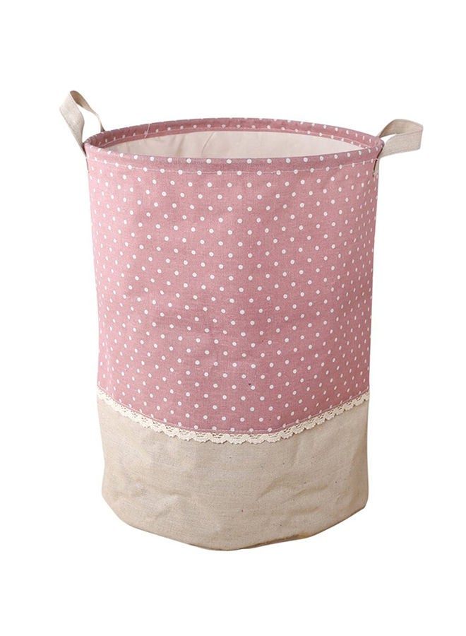 NIBEMINENT Polka Dot Printed Laundry Basket Pink/White 35x45centimeter - Image 1