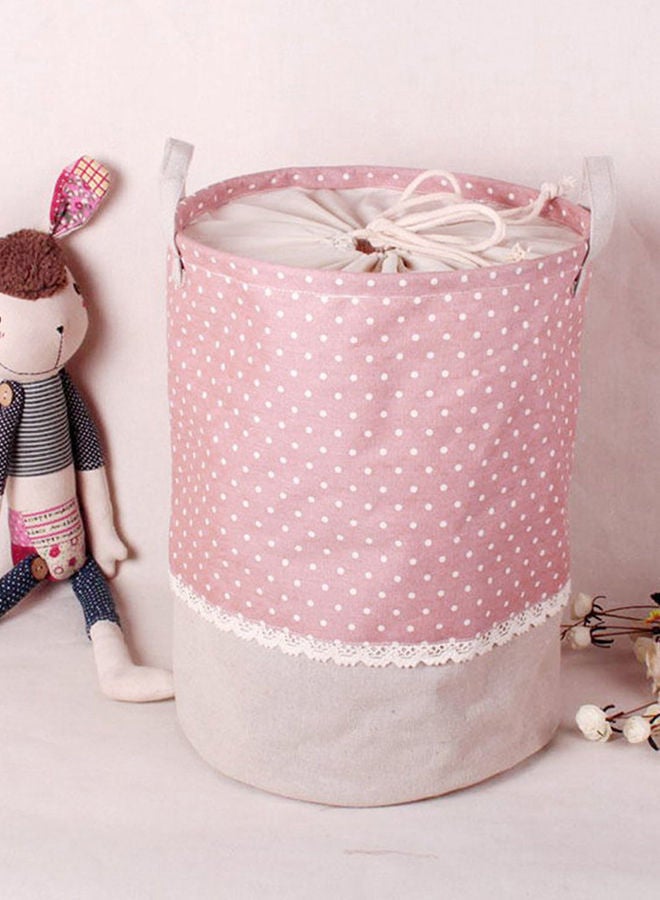 NIBEMINENT Polka Dot Printed Laundry Basket Pink/White 35x45centimeter - Image 2