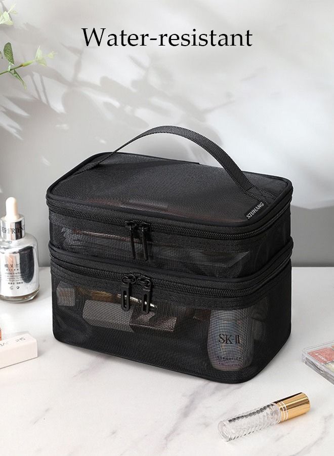 DUNISO Waterproof Travel Makeup Storage Bag for Women Double Layers Cosmetic Bag Travel Organizer Case Toiletry Bag for Accessories Shampoo Toiletries - Image 5