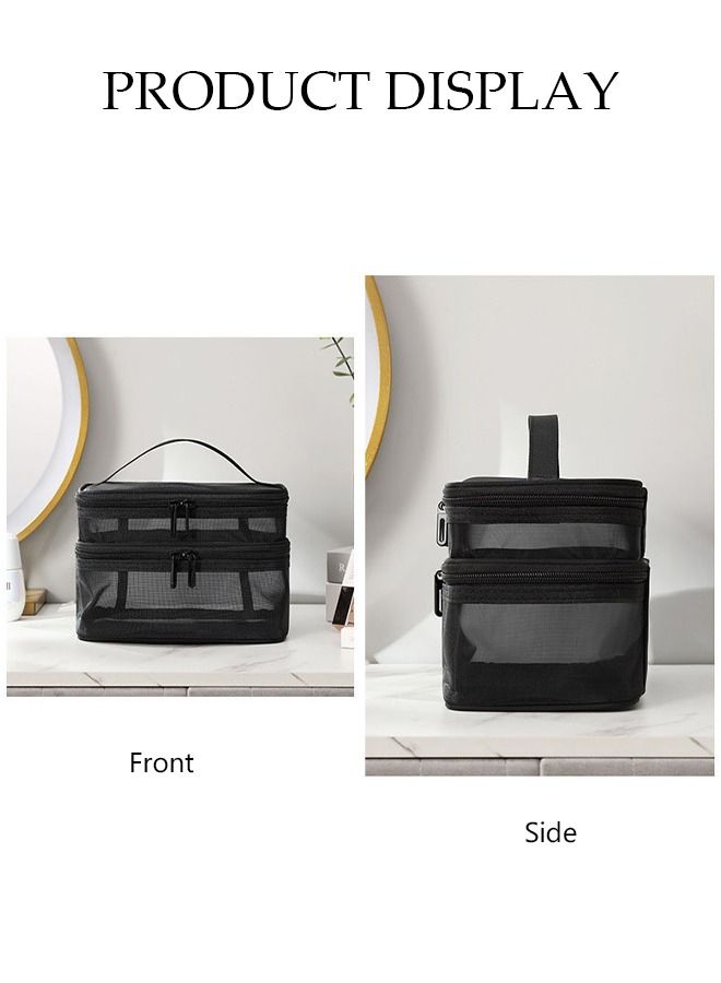 DUNISO Waterproof Travel Makeup Storage Bag for Women Double Layers Cosmetic Bag Travel Organizer Case Toiletry Bag for Accessories Shampoo Toiletries - Image 3