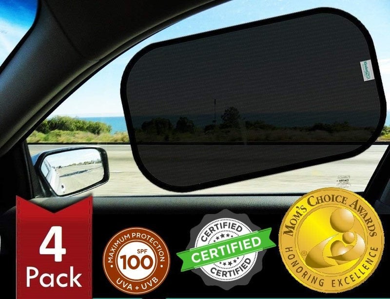 KINDER FLUFF Car Window Shades (4Pack)-The Only Certified Car Window Sun Shade for Baby Proven to Block 99.95% UVR - Mom's Choice Gold Award - car Window Shades for Side Windows - Standard - Image 1