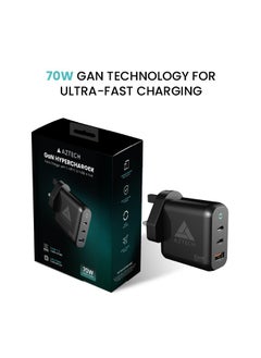 AZTECH HyperCharger GaN 70W Fast Wall Charger, 2 USB Type-C and 1 USB-A Ports, Black | AZTG1HC-70W - pzsku/Z62DACAEB864606A8D7D6Z/45/_/1740376527/59893179-79d0-4faf-ba40-c053f2945aa4