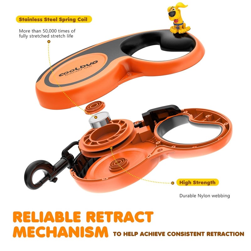 FYA Retractable Dog Leash 16 FT/5M, Heavy Duty Dog Leash for Dogs up to 110lbs, Dog Walking Leash, Strong Nylon Tape No Tangle, One-Handed Brake, Pause, Lock, Perfect for Medium Large Dogs - Image 3