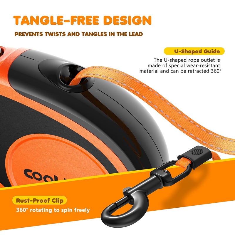 FYA Retractable Dog Leash 16 FT/5M, Heavy Duty Dog Leash for Dogs up to 110lbs, Dog Walking Leash, Strong Nylon Tape No Tangle, One-Handed Brake, Pause, Lock, Perfect for Medium Large Dogs - Image 4