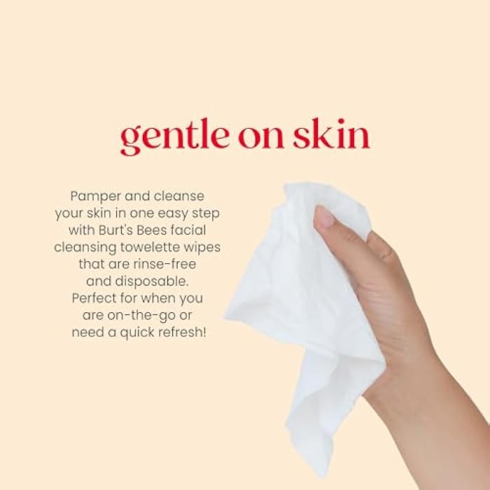 Burt's Bees Burt’s Bees Soothing, Fragrance Free Facial Towelettes for Sensitive Skin, Aloe Vera, 100% Plant Based Cloths; 99% Natural Origin; Removes Makeup, Dirt and Oil; No Rinsing (Pack May Vary) - Image 5