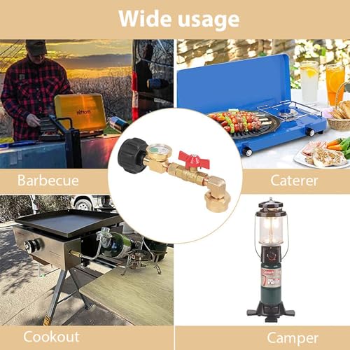 WedFeir Propane Refill Adapter with Valve and Gauge, Fill 1 Pound Bottles from 20lb Tank Fits QCC1 / Type1 Propane Tank and 1 lb Throwaway Disposable Cylinder Propane Bottle Connector. - Image 4