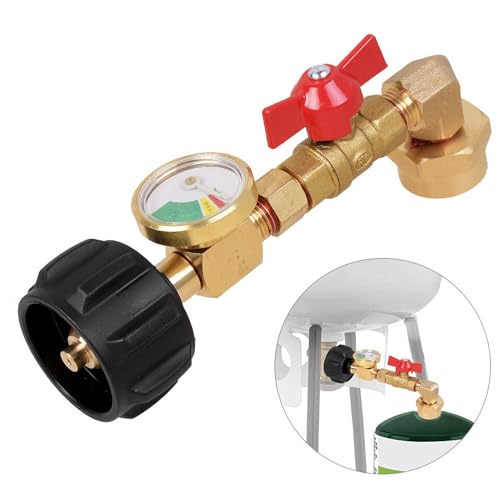 WedFeir Propane Refill Adapter with Valve and Gauge, Fill 1 Pound Bottles from 20lb Tank Fits QCC1 / Type1 Propane Tank and 1 lb Throwaway Disposable Cylinder Propane Bottle Connector. - Image 1