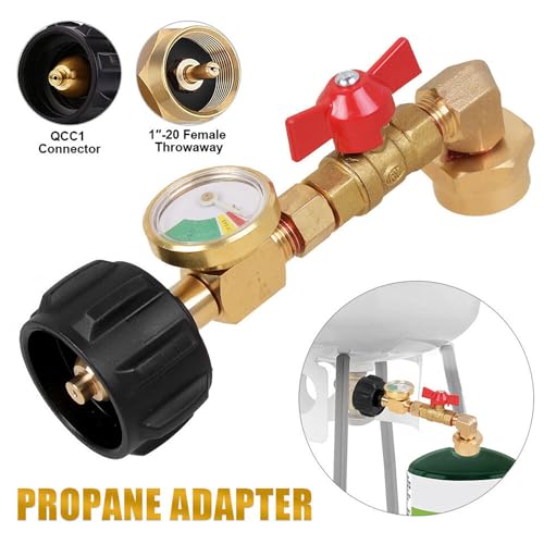 WedFeir Propane Refill Adapter with Valve and Gauge, Fill 1 Pound Bottles from 20lb Tank Fits QCC1 / Type1 Propane Tank and 1 lb Throwaway Disposable Cylinder Propane Bottle Connector. - Image 3