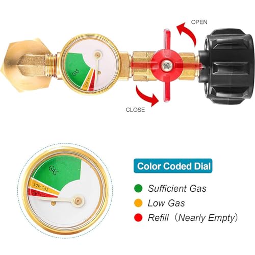 WedFeir Propane Refill Adapter with Valve and Gauge, Fill 1 Pound Bottles from 20lb Tank Fits QCC1 / Type1 Propane Tank and 1 lb Throwaway Disposable Cylinder Propane Bottle Connector. - Image 5