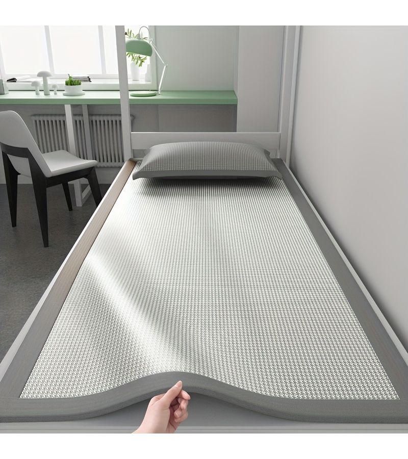Grey 3 Piece Set Luxurious Cooling Ice Silky Fiber Fabric Mat Including 1 Mat And 2 Pillowcases Soft Breathable Skin Friendly For Summer With Long Lasting Cooling Effect Foldable - Image 5