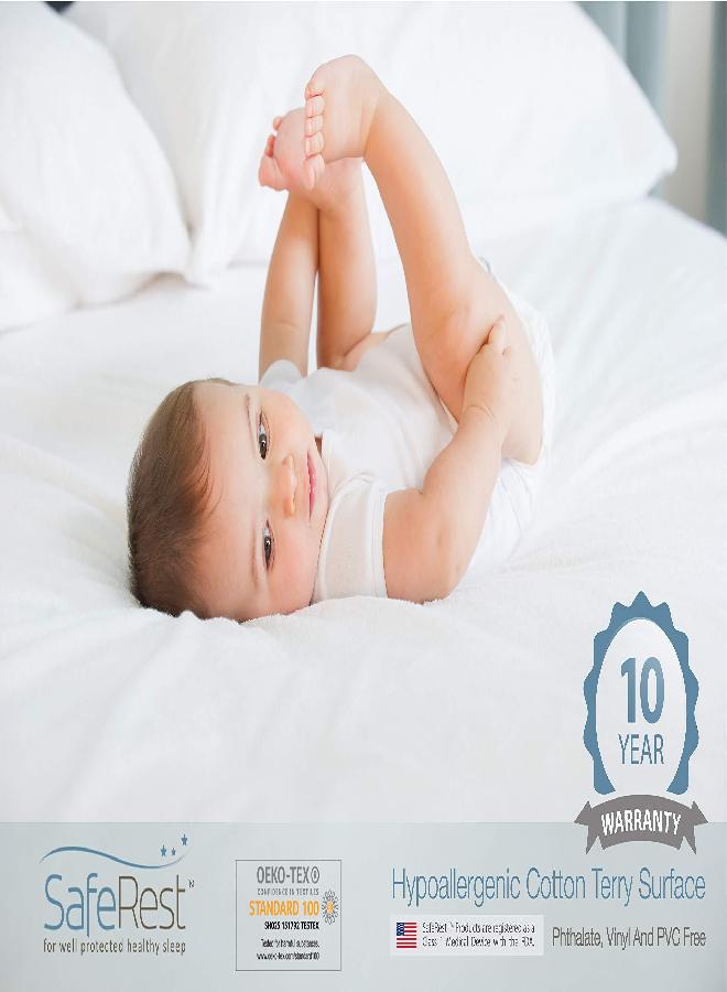 SafeRest Zippered Mattress Protector - Premium 6 Inch Waterproof Mattress Cover for Bed - Breathable & Noiseless Washable Mattress Encasement - Crib - Image 2