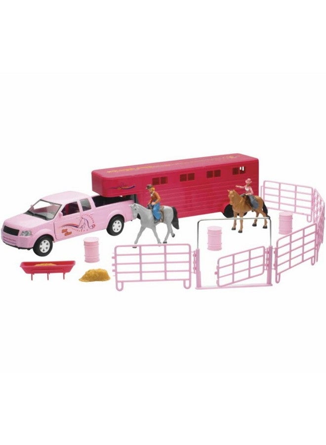 Valley Ranch Pink Pick Up Truck and Horse Trailer Playset