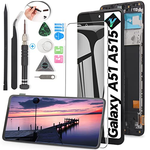 YWLRONG لاستبدال شاشة LCD لجهاز سامسونج جالاكسي A51 A515 شاشة تعمل باللمس لجهاز سامسونج A51 SM-A515U A515FN/DS A515F مجموعة أجزاء مع مجموعة (مع إطار) - Image 1
