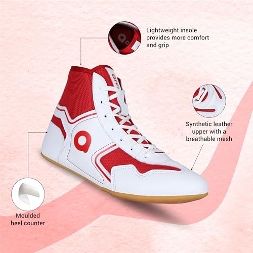 Aivin Pro Kabaddi League Shoes for Men I Mesh & Synthetic Upper| Rubber Outsole for Better Grip (White/Red, UK Footwear Size System, Adult, Men, Numeric, Medium, 11) - Image 2