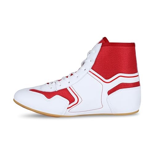 Aivin Pro Kabaddi League Shoes for Men I Mesh & Synthetic Upper| Rubber Outsole for Better Grip (White/Red, UK Footwear Size System, Adult, Men, Numeric, Medium, 11) - Image 1