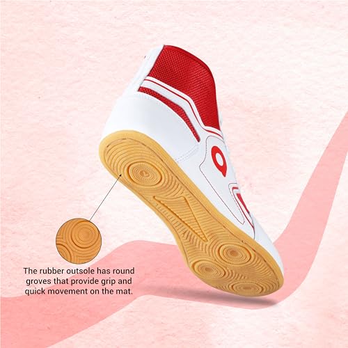Aivin Pro Kabaddi League Shoes for Men I Mesh & Synthetic Upper| Rubber Outsole for Better Grip (White/Red, UK Footwear Size System, Adult, Men, Numeric, Medium, 11) - Image 4