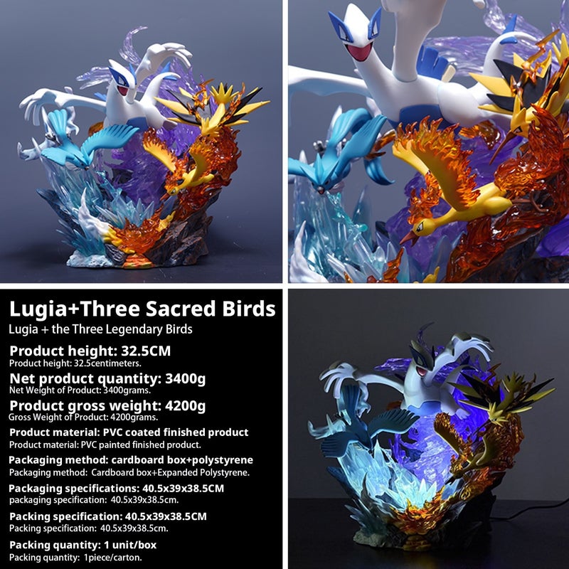 Pokemon Lugia and Three Legendary Birds Statue Light-up PVC Model - Image 2