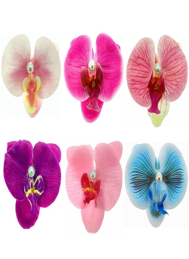 ALIMITOPIA Flower Hair Clip Bohemia Hawaiian Fabric Artificial Moth Orchid Flower Alligator Hair Clip Hairpin Barrette Headdress Bobby Pins Headwear Hair Accessories(4 inches;6pcs) - Image 1