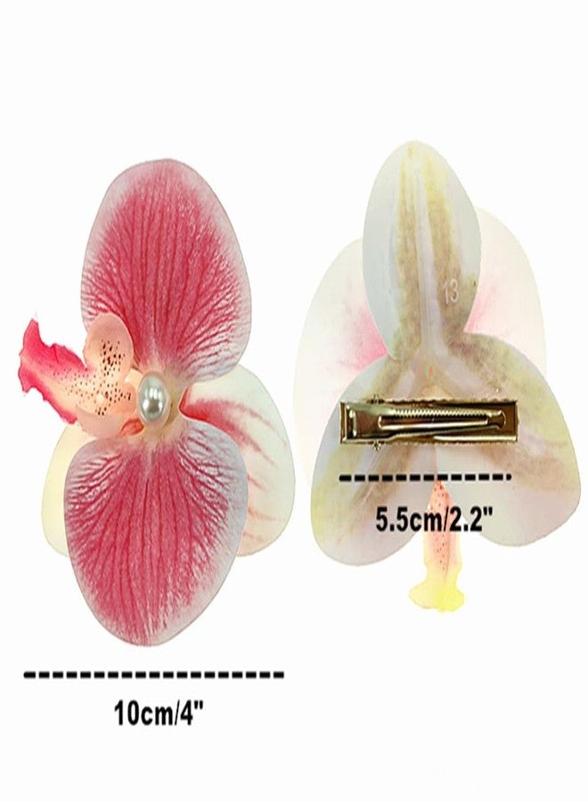 ALIMITOPIA Flower Hair Clip Bohemia Hawaiian Fabric Artificial Moth Orchid Flower Alligator Hair Clip Hairpin Barrette Headdress Bobby Pins Headwear Hair Accessories(4 inches;6pcs) - Image 2