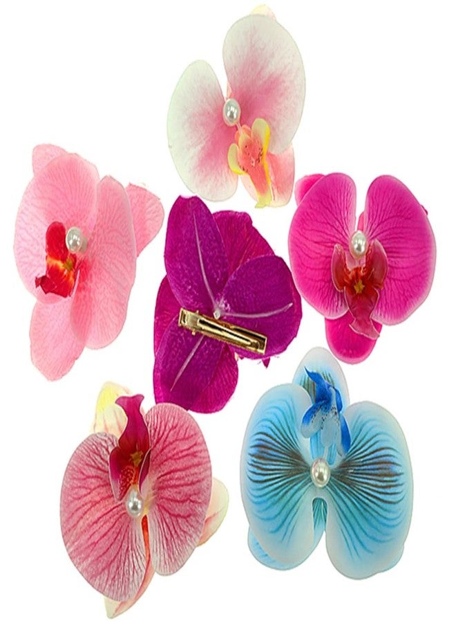 ALIMITOPIA Flower Hair Clip Bohemia Hawaiian Fabric Artificial Moth Orchid Flower Alligator Hair Clip Hairpin Barrette Headdress Bobby Pins Headwear Hair Accessories(4 inches;6pcs) - Image 4