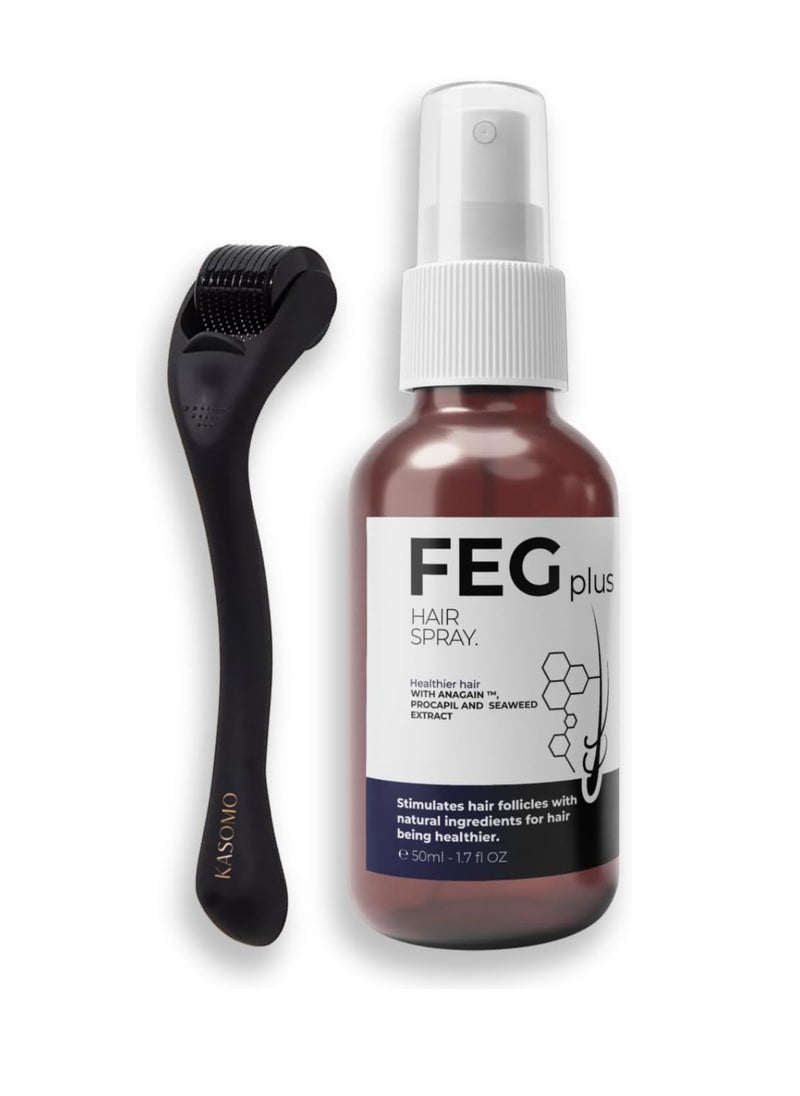 FEG Plus - FEGPLUS Hair Growth Serum with Hair Roller, Rosemary Extract Water, Rosemary Oil for Hair & Beard Regrowth Booster, Thicker, Longer and Stronger Hair Spray-50ml - Image 1