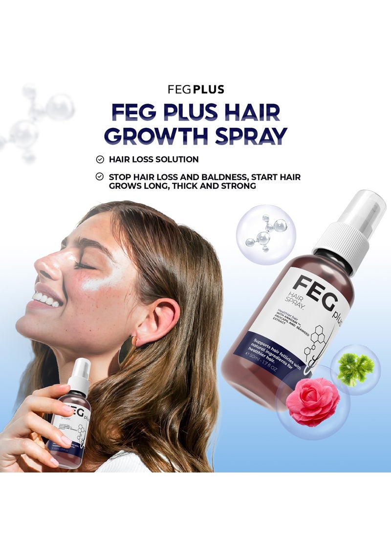 FEG Plus - FEGPLUS Hair Growth Serum with Hair Roller, Rosemary Extract Water, Rosemary Oil for Hair & Beard Regrowth Booster, Thicker, Longer and Stronger Hair Spray-50ml - Image 1