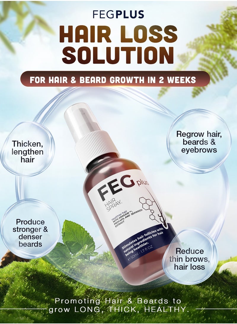 FEG Plus - FEGPLUS Hair Growth Serum with Hair Roller, Rosemary Extract Water, Rosemary Oil for Hair & Beard Regrowth Booster, Thicker, Longer and Stronger Hair Spray-50ml - Image 1