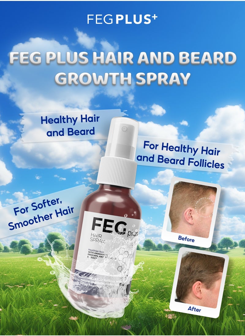 FEG Plus - FEGPLUS Hair Growth Serum with Hair Roller, Rosemary Extract Water, Rosemary Oil for Hair & Beard Regrowth Booster, Thicker, Longer and Stronger Hair Spray-50ml - Image 1