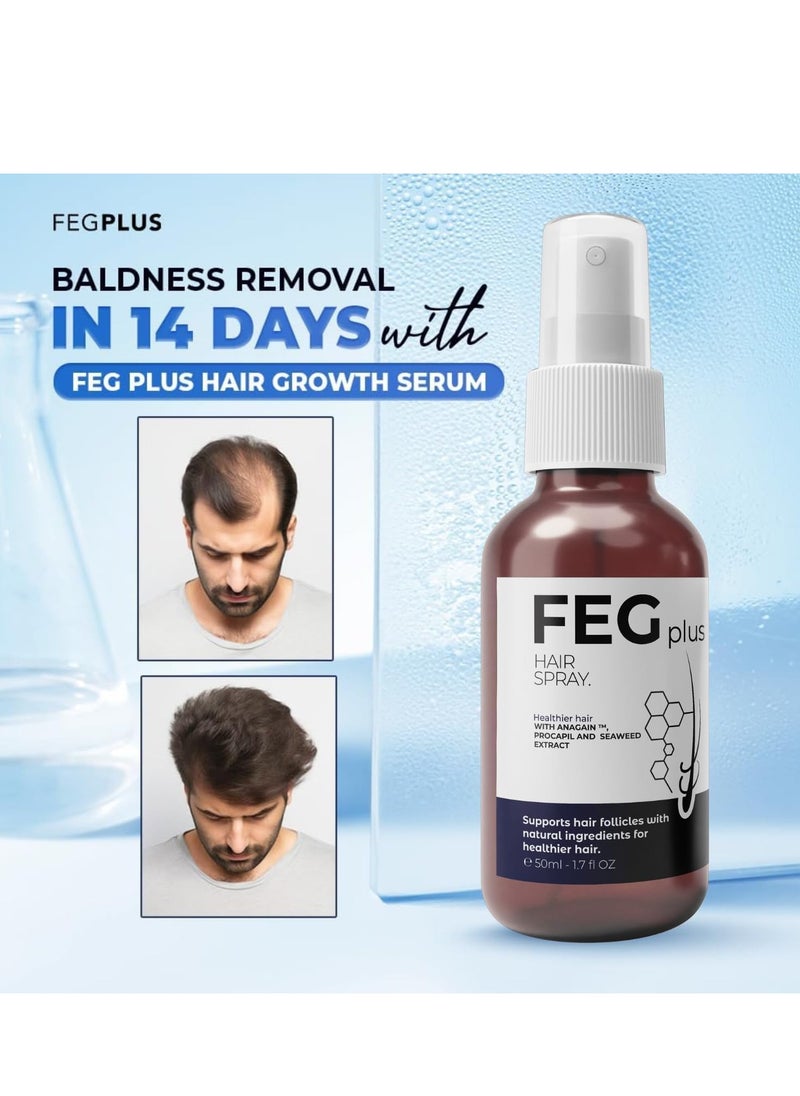 FEG Plus - FEGPLUS Hair Growth Serum with Hair Roller, Rosemary Extract Water, Rosemary Oil for Hair & Beard Regrowth Booster, Thicker, Longer and Stronger Hair Spray-50ml - Image 1