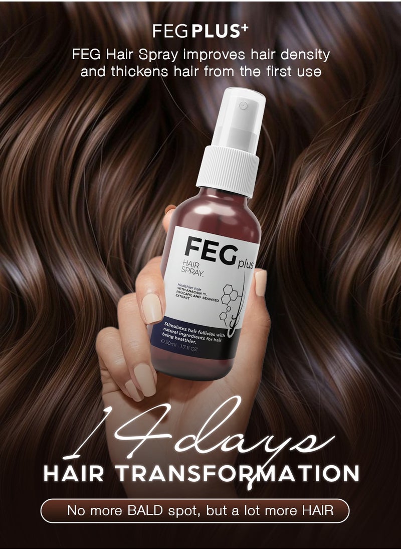 FEG Plus - FEGPLUS Hair Growth Serum with Hair Roller, Rosemary Extract Water, Rosemary Oil for Hair & Beard Regrowth Booster, Thicker, Longer and Stronger Hair Spray-50ml - Image 1