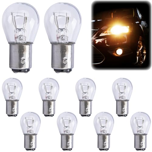 Sixzoo 10 PCS 1157 Bulb P21 5W S25 BAY15D Brake Light Bulb Double Tail High and Low Foot Turn Signal Bulbs Universal Halogen Tail Light Parking LightsCompatible with 7528 2357 2057 1016 1034 1076 White - Image 1