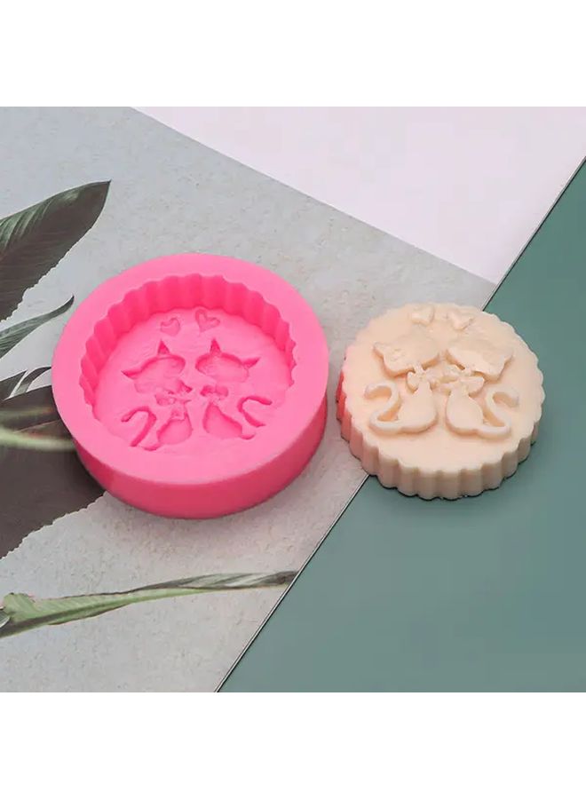 قالب صابون القط السيليكوني الوردي على شكل قلب لصنع الشموع DIY والحرف الراتنجية - Image 3
