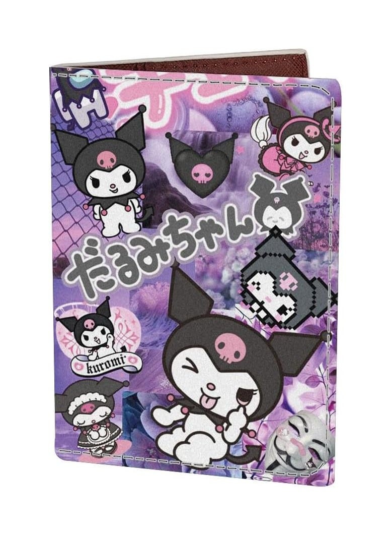Kawaii kuromi leather passport holder case, cartoon passport wallet credit card holder for lady girl - Image 1