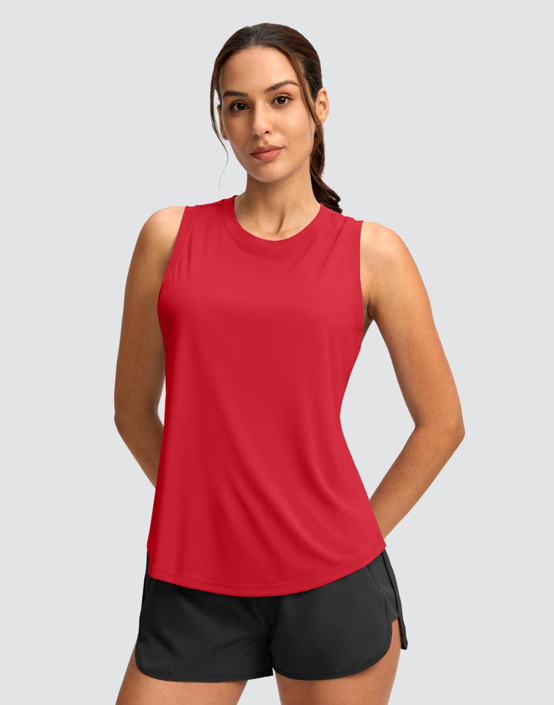 SANTINY Women's Sleeveless Workout Tops Lightweight Tennis Yoga Athletic Running Shirts Racerback Tank Tops for Women (Red_XL) - Image 2