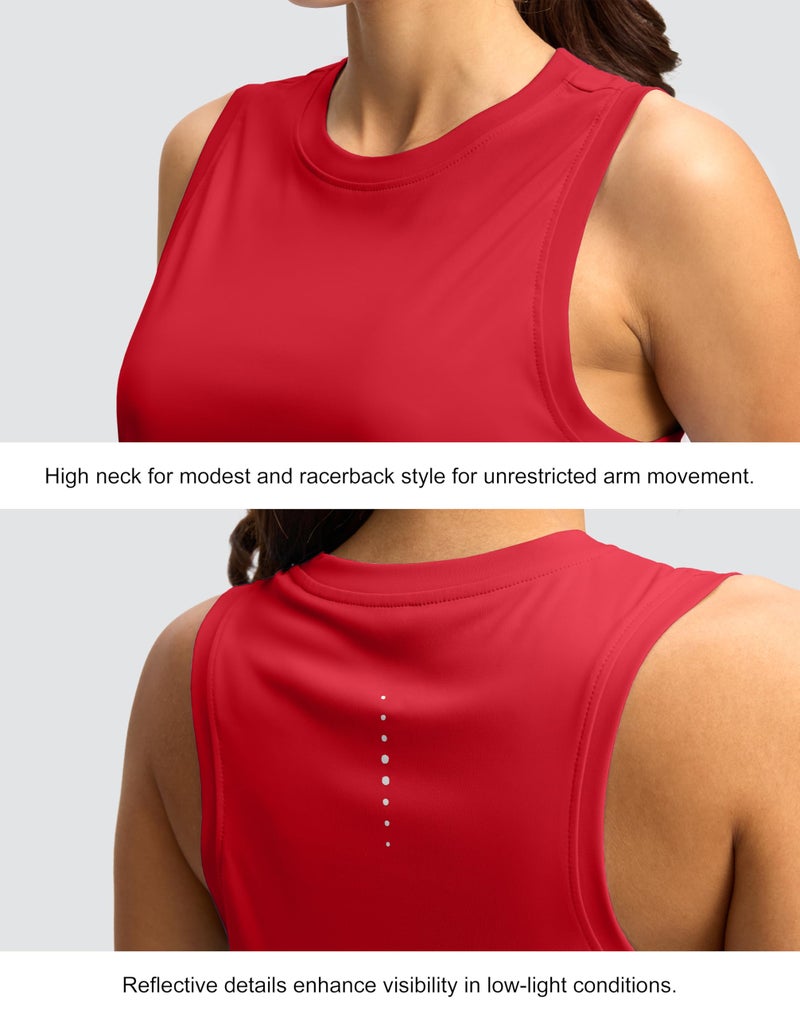 SANTINY Women's Sleeveless Workout Tops Lightweight Tennis Yoga Athletic Running Shirts Racerback Tank Tops for Women (Red_XL) - Image 5