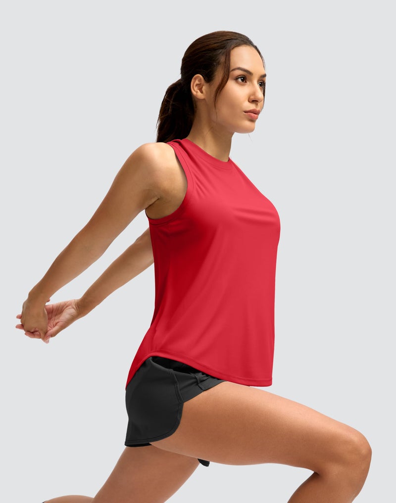 SANTINY Women's Sleeveless Workout Tops Lightweight Tennis Yoga Athletic Running Shirts Racerback Tank Tops for Women (Red_XL) - Image 4