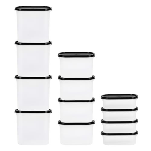 Cutting EDGE Modular Airtight Kitchen Storage Container Set With Anti-Microbial Lid, 1800Ml X 4, 1200Ml X 4, 525Ml X 4 (Set Of 12, Black) - Plastic - Image 4