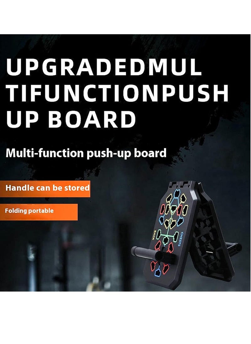 Foldable Push Up Board with Grip Bar and Resistance Rope, Multifunction Pushup Board, Train Gym Fitness System Workout Exercise Stands for Men Women Home Workouts push up machine