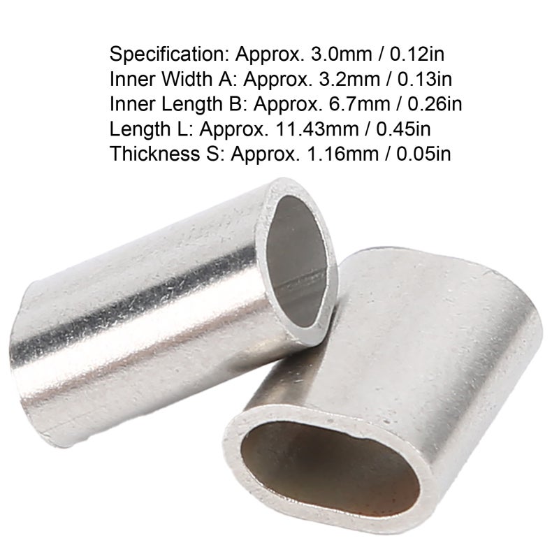50Pcs Stainless Steel Oval Sleeve Wire Rope Crimping Loop - Secure Crimping Prevents Wire Rope Head Loosening - High-Strength Corrosion Resistance for Indoor Outdoor Rigging Accessories - Image 5