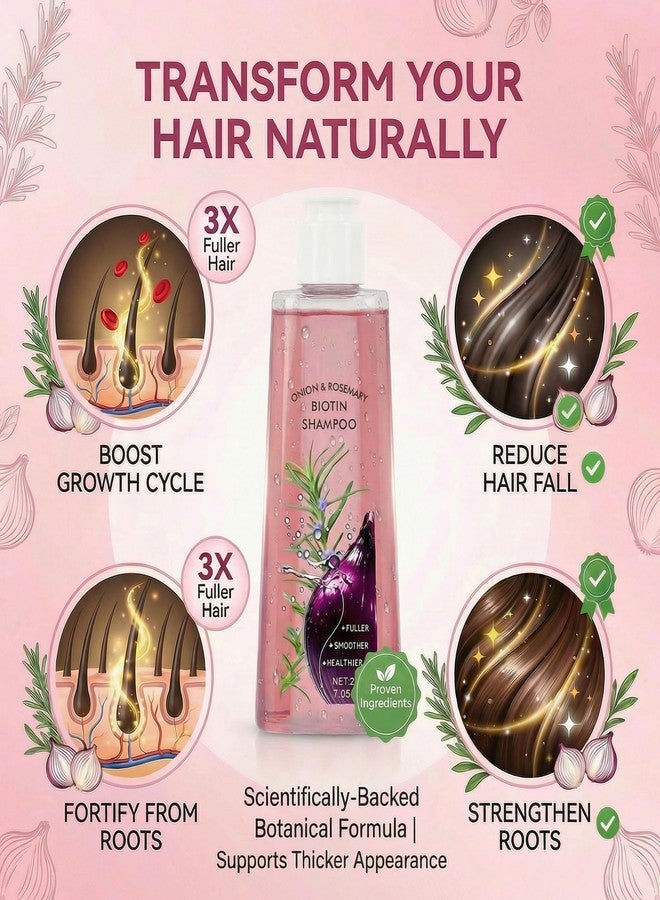 Grospe Onion & Rosemary Biotin Shampoo with Red Onion Extract, Natural Thickening Formula for Fuller-Looking, Smoother & Healthier Hair, Men & Women, 7.05 fl oz / 200ml - Image 3