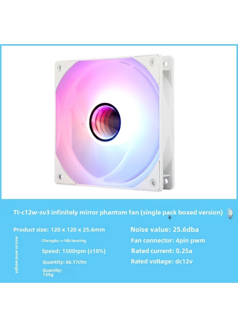 Generic 1 x 5 pcs TL-C12C Performance 12cm ARGB Case Fan S-FDB Bearing TL-C12W-S V3 infinite mirror magic fan (single package boxed version) 