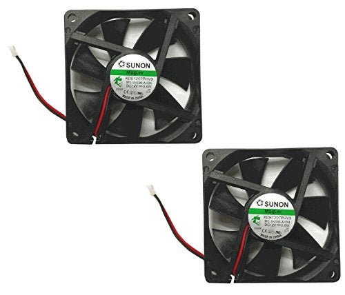 Sunon 70x70x15mm KDE1207PHV3 2Pin/2Wire 12v Low Speed Fan (2 pack), black - Image 1