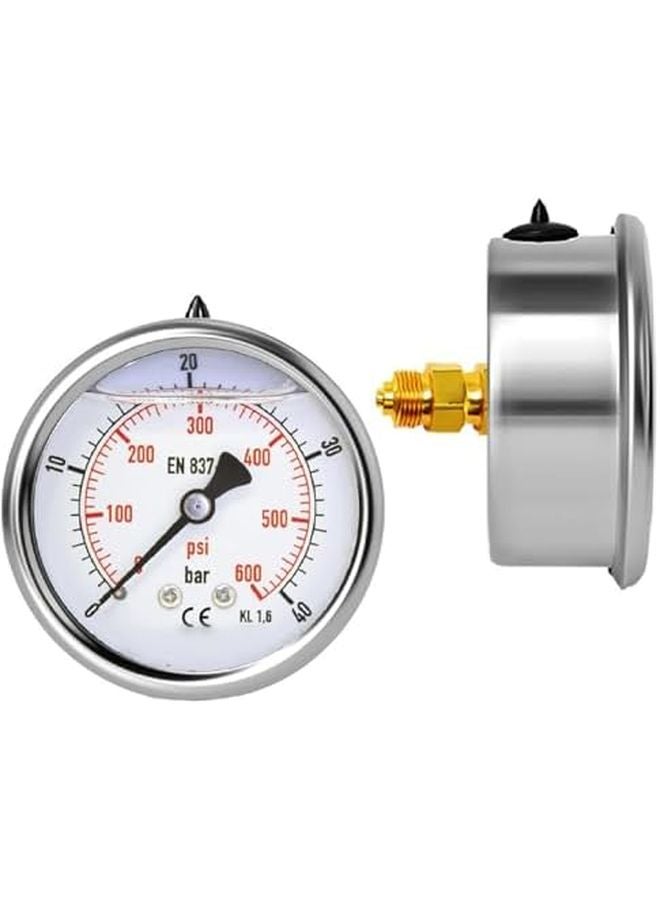 Waterproof Pressure Gauge 0 40 Bar Stainless Steel Case For Water Filter Well Pump Air Tire - Image 1