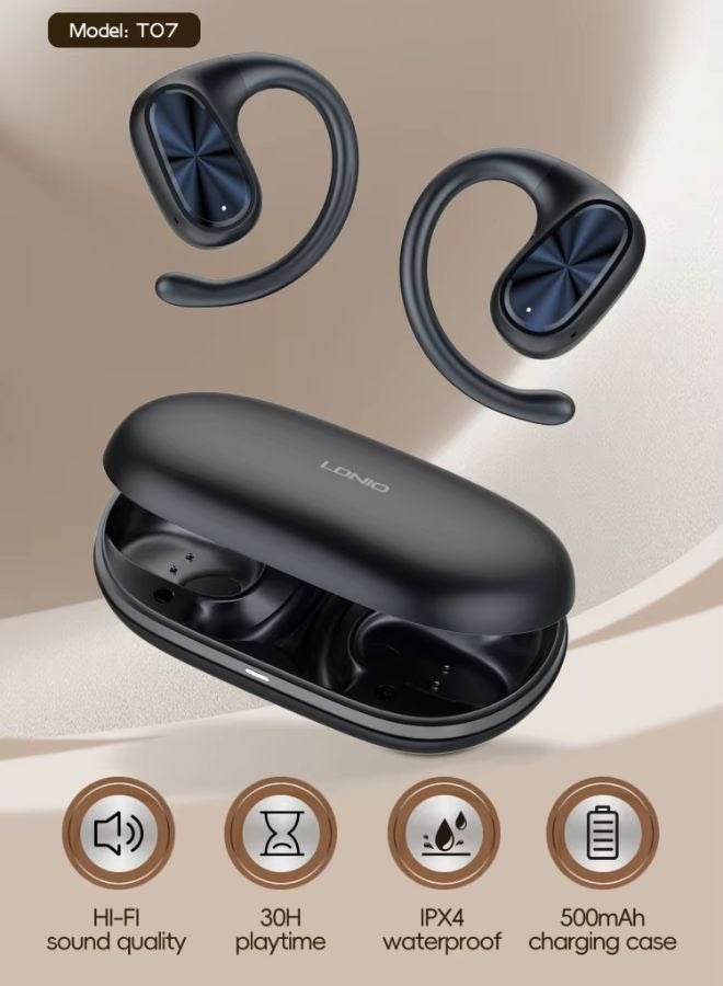 Over‑Ear Bluetooth 5.3 Headphones – Open‑Ear Bone‑Conduction Design, 500 mAh Charging Case, IPX6 Waterproof, LED Indicator, Touch Controls – Comfortable Fit for Running, DJ, Calls & Music