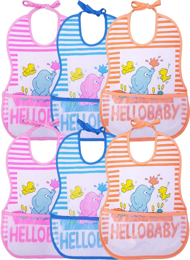 BTfash Babies Soft Button Bib for Feeding | Waterproof Bib for New Born | Washable Feeding Aprons for Infants & Toddlers | Reusable, Comfortable & Ideal for Mealtime | Gentle on Skin (Assorted_PO6) - Image 1