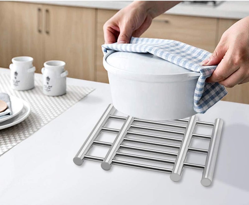 Divik Stainless Steel Expandable Hot Pot Rack Mat Stand for Hot Utensils in Kitchen, Vessel Stand for Kitchen Dinning Table Trivets for Hot Pots (1Pcs) - Image 2