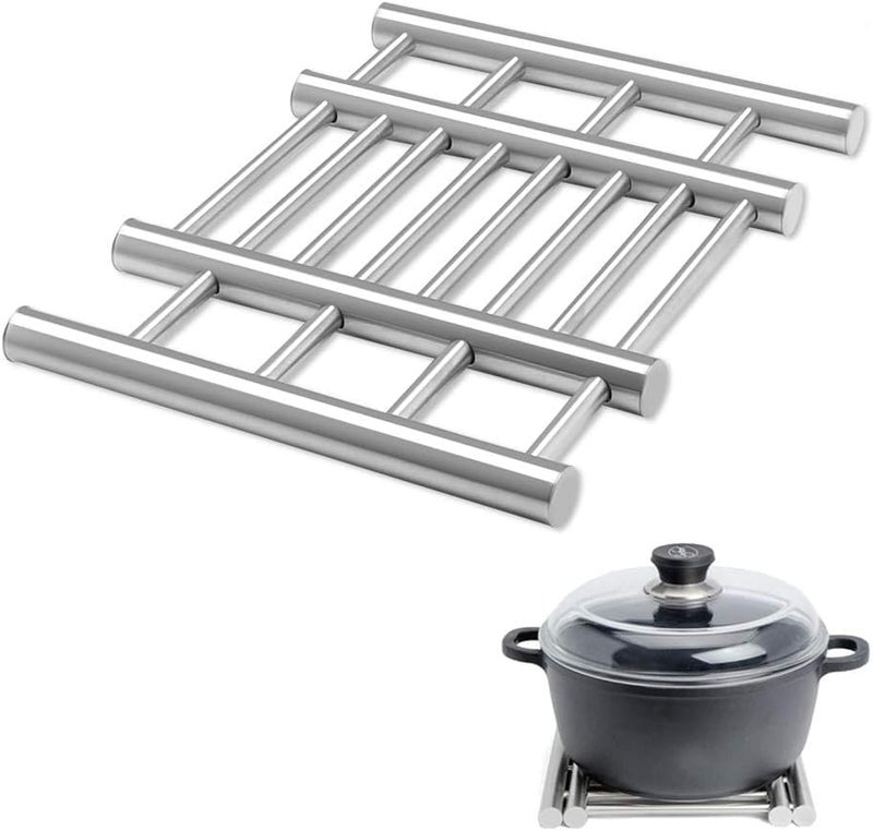 Divik Stainless Steel Expandable Hot Pot Rack Mat Stand for Hot Utensils in Kitchen, Vessel Stand for Kitchen Dinning Table Trivets for Hot Pots (1Pcs) - Image 1