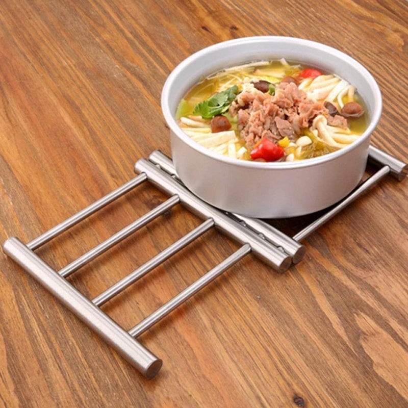 Divik Stainless Steel Expandable Hot Pot Rack Mat Stand for Hot Utensils in Kitchen, Vessel Stand for Kitchen Dinning Table Trivets for Hot Pots (1Pcs) - Image 4