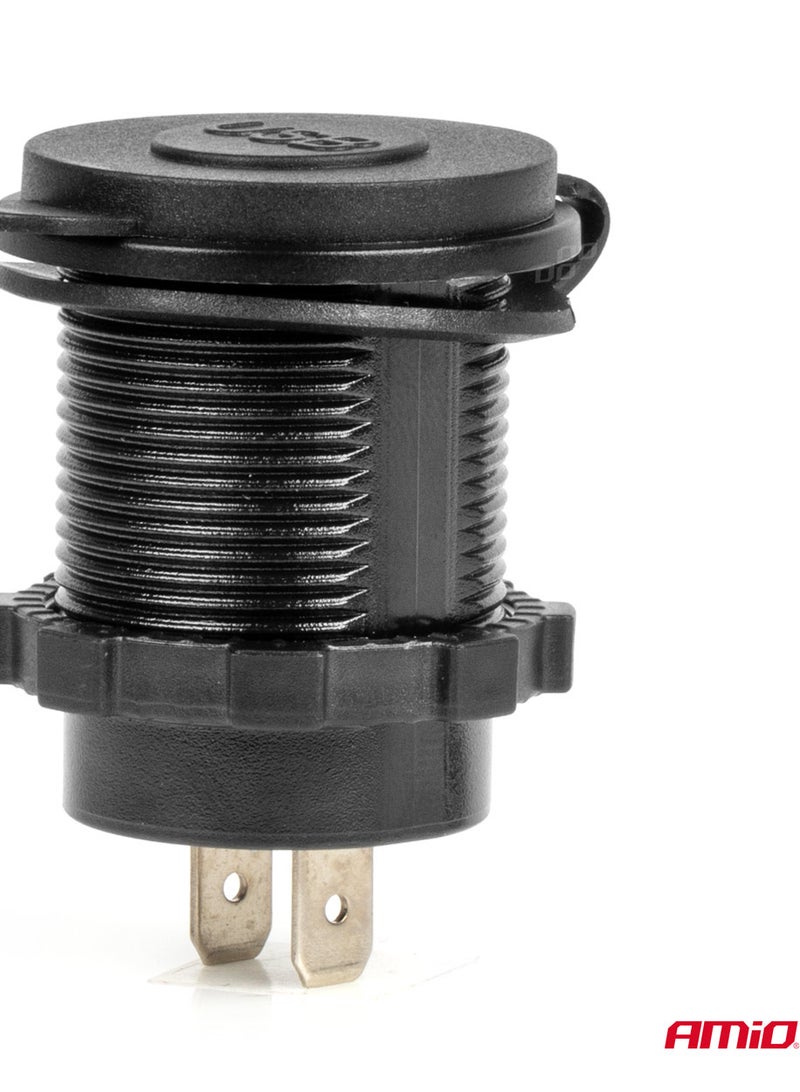 AMIO Waterproof Phone Charger with RED LED Backlight 2xUSB C 12/24V - Image 2